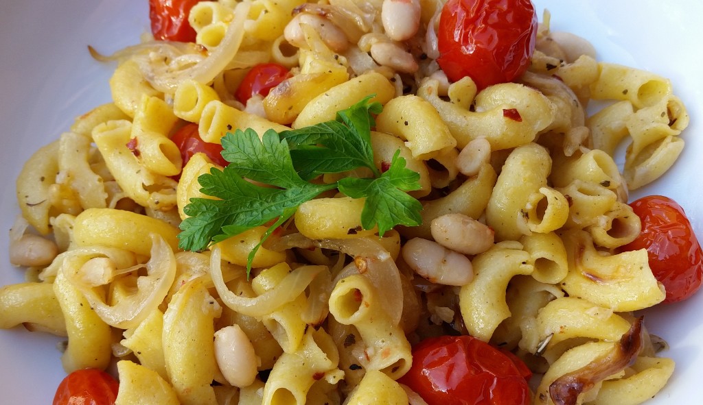 Spicy Pasta with Tomato and White Beans