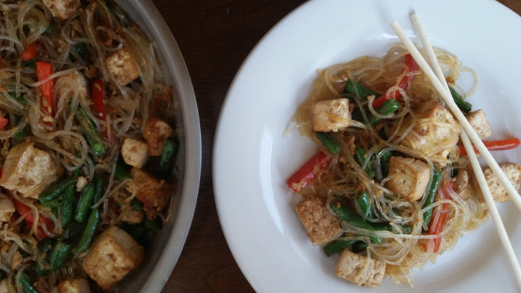 Tofu and Bean Thread Stir-Fry