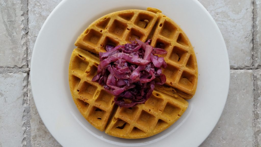 Savory Teff Waffle with Caramelized Cabbage