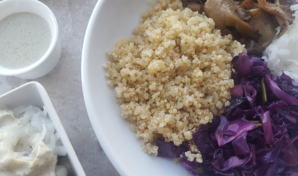 Vegan Winter Bowl with Creamy Garlic Sauce