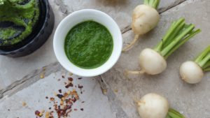 Lime-Roasted Hakurei Turnips with Chimichurri and Smoked Salt