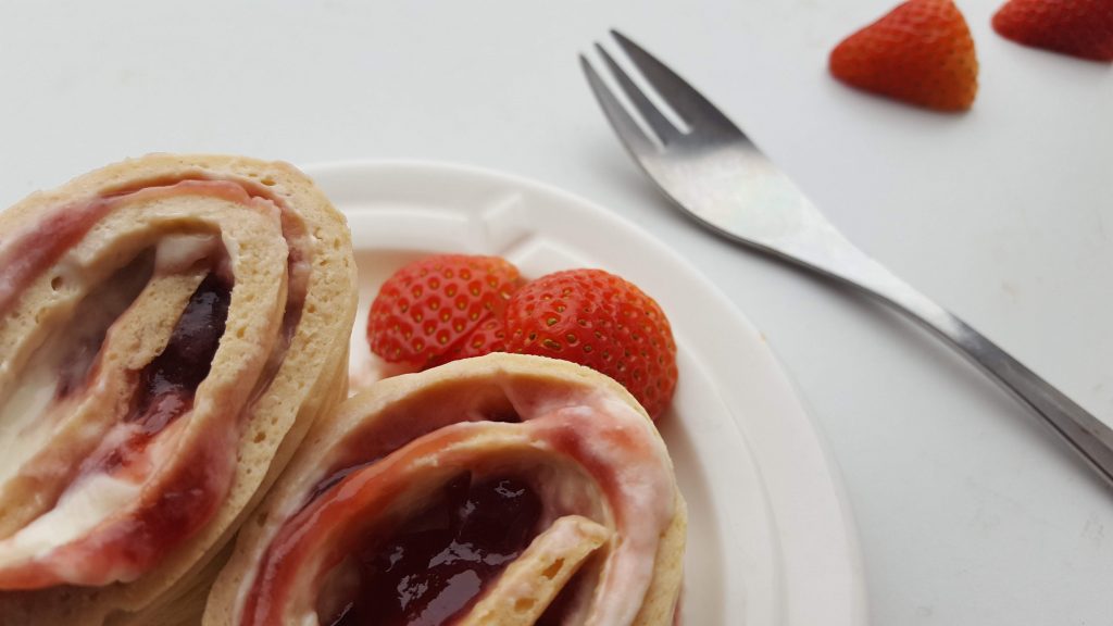 Strawberry & Cream Blini Rolls